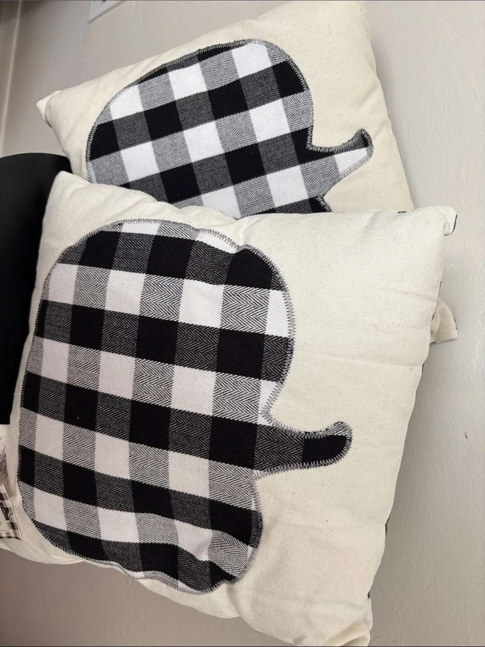 Black and White Buffalo Check Pumpkin Pillow Pair
